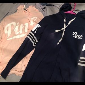 2 Victoria Secret PINK thin sweaters with hood